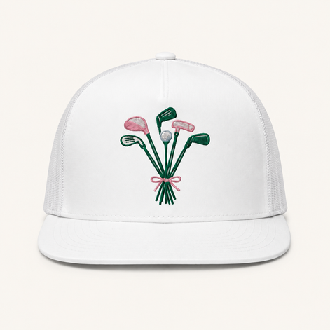 Golf Bouquet Embroidery Mesh Back Hat