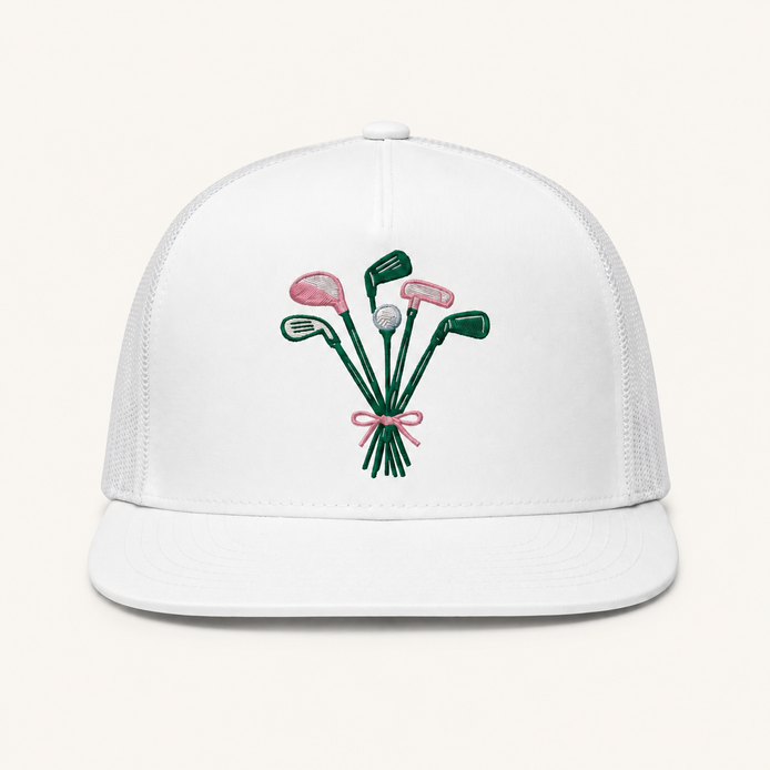 Golf Bouquet Embroidery Mesh Back Hat