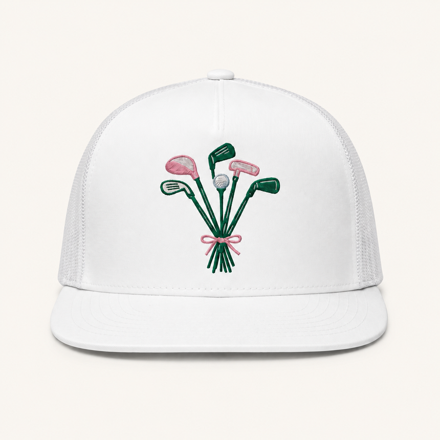 Golf Bouquet Embroidery Mesh Back Hat