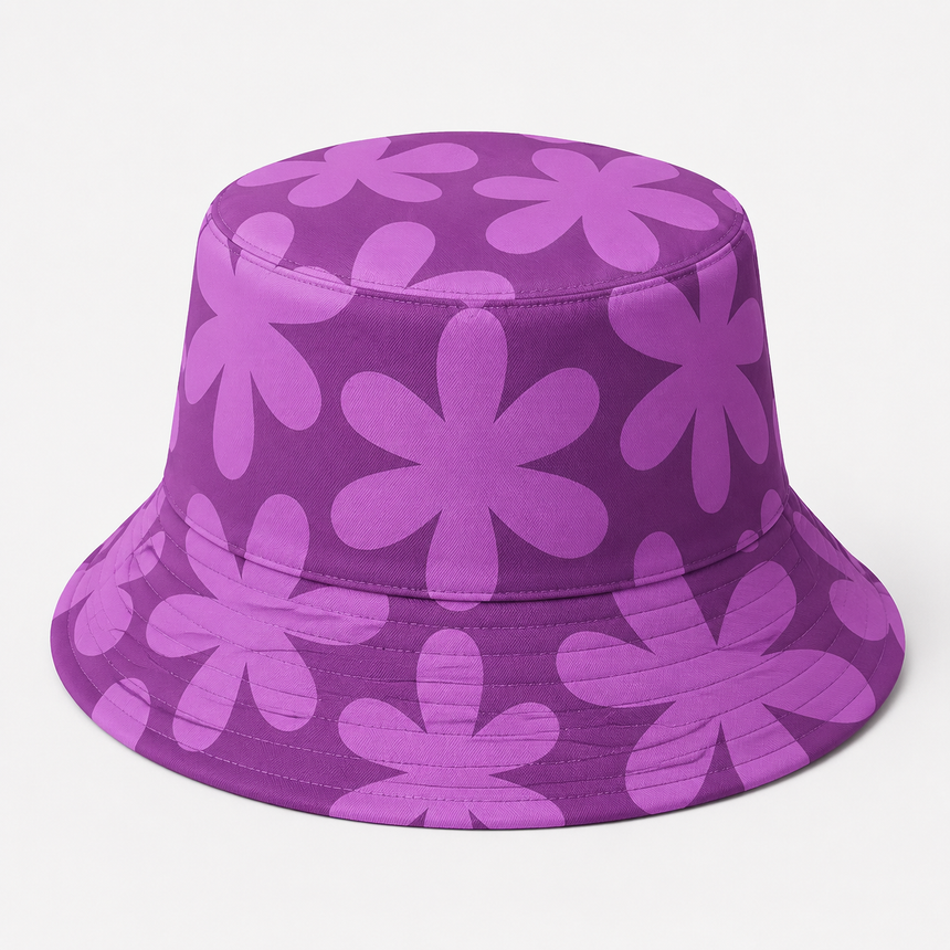 Retro Purple Floral Bucket Hats
