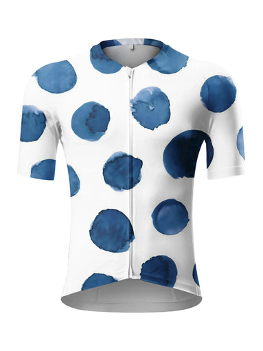 "Indigo Ink" Artistic Polka-Dot Performance Cycling Jersey
