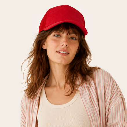 Red Suede Trucker Cap