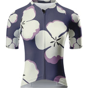 Purple Floral Short Sleeve Cycling Jersey