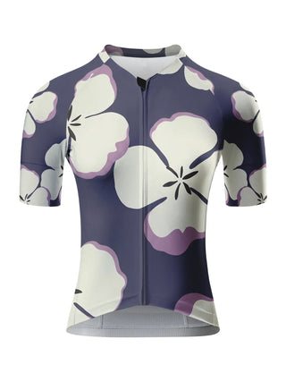 Purple Floral Short Sleeve Cycling Jersey