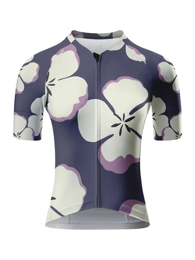 Purple Floral Short Sleeve Cycling Jersey