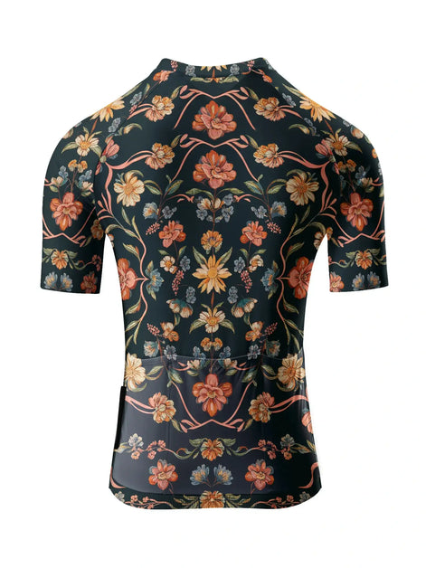 Vintage Floral Print Short Sleeve Cycling Jersey