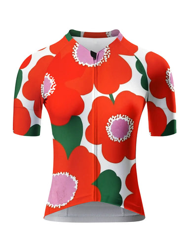 Artistic Poppy Print Cycling Jersey