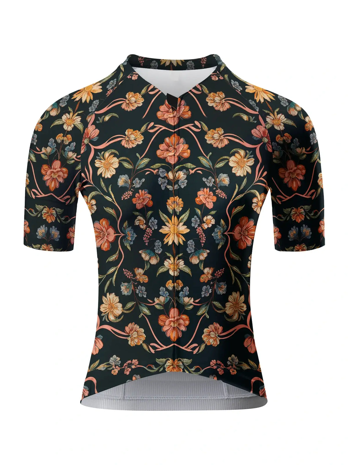 Vintage Floral Print Short Sleeve Cycling Jersey