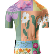 Colorful Patchwork Floral Print Cycling Jersey