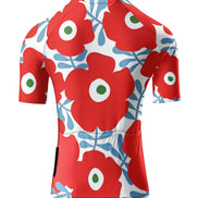 Red Poppy Floral Print Cycling Jersey