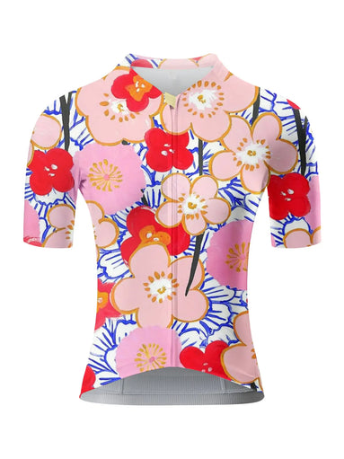 Artistic Hand-Painted Floral Short Sleeve Cycling Jersey