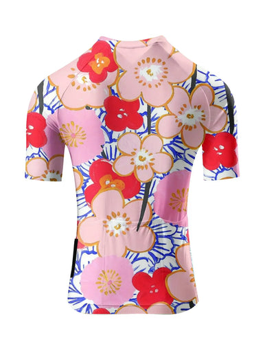 Artistic Hand-Painted Floral Short Sleeve Cycling Jersey