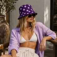 Purple Pink Polka Dot Bucket Hats