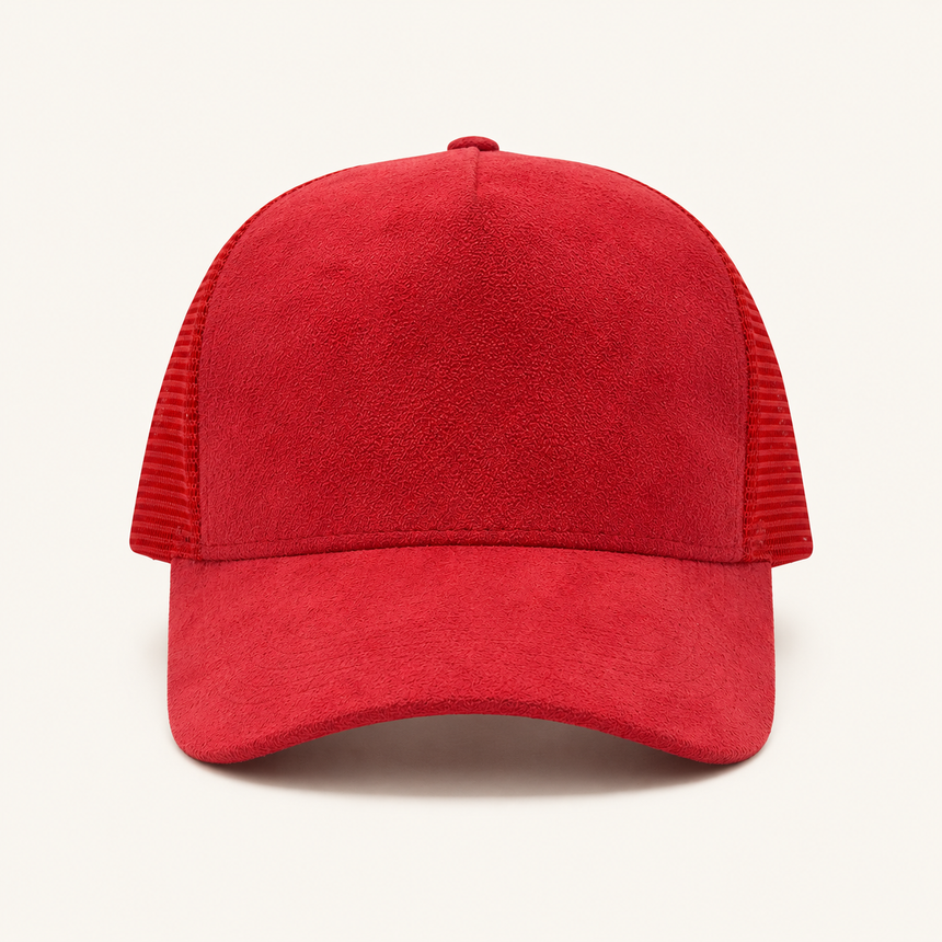 Red Suede Trucker Cap