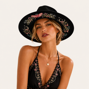 Floral Western Wide-Brim Hat
