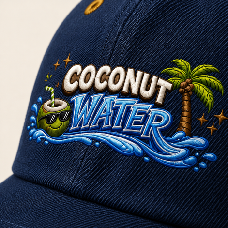 Coconut Water Graphic Baseball Caps