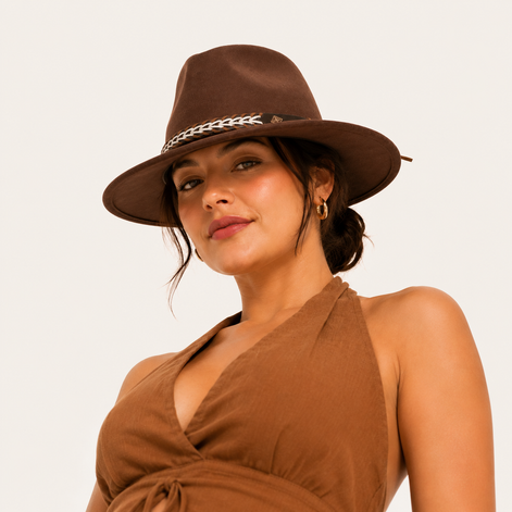 Braided Brown Cowboy Hat