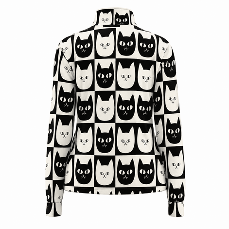 Monochrome Cat Check Windproof Jacket