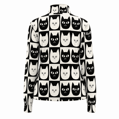 Monochrome Cat Check Windproof Jacket