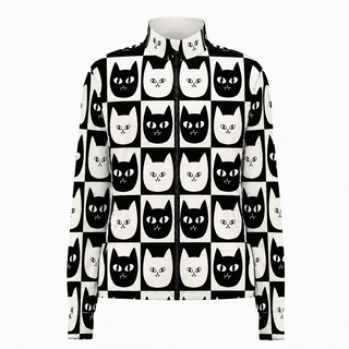Monochrome Cat Check Windproof Jacket