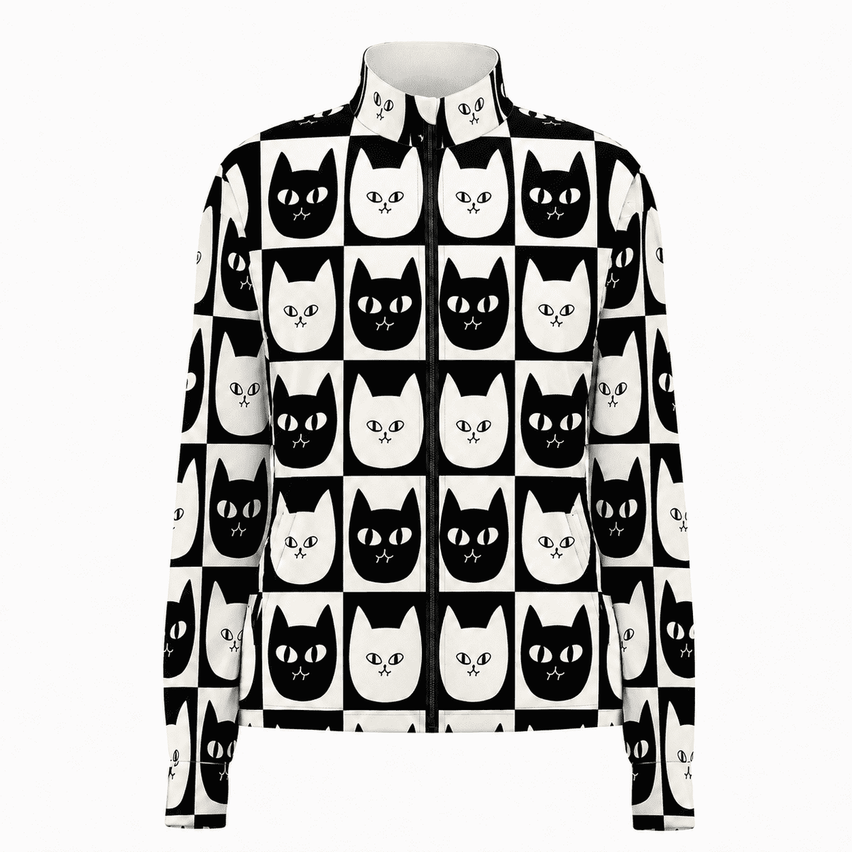 Monochrome Cat Check Windproof Jacket