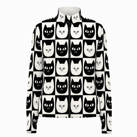 Monochrome Cat Check Windproof Jacket