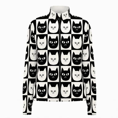 Monochrome Cat Check Windproof Jacket