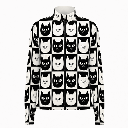 Monochrome Cat Check Windproof Jacket