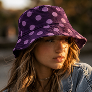 Purple Pink Polka Dot Bucket Hats