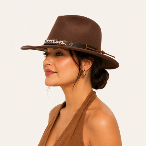 Braided Brown Cowboy Hat