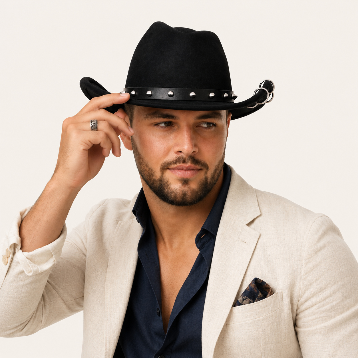 Studded Black Cowboy Hat
