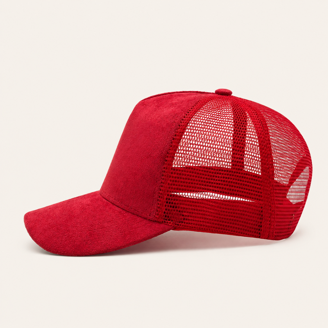 Red Suede Trucker Cap