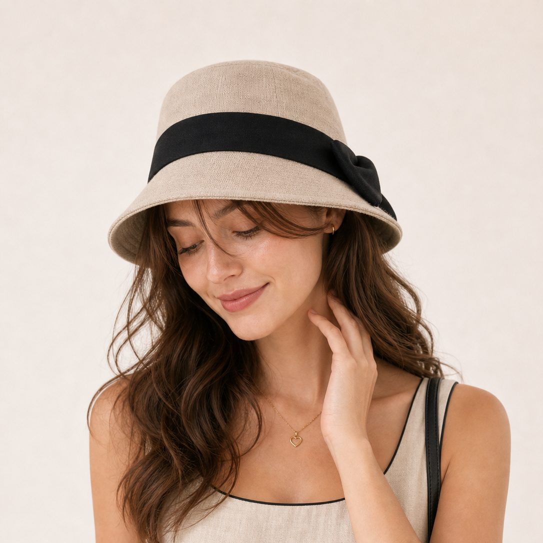 Bow Linen Sun Hat