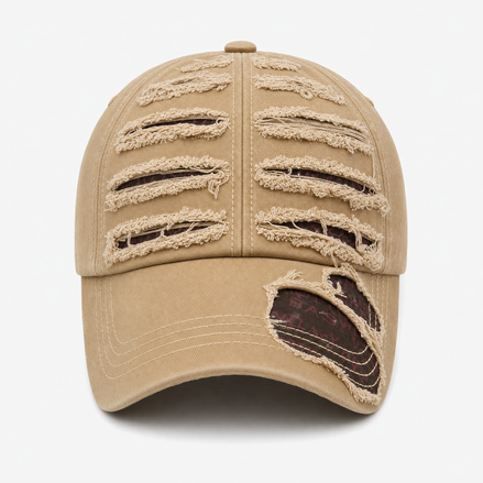 Distressed Khaki Baseball Cap