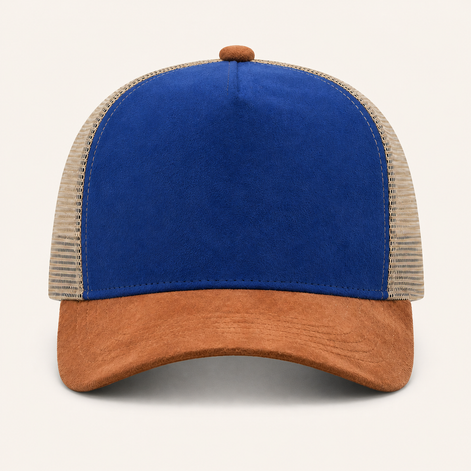 Blue Color-Block Trucker Cap