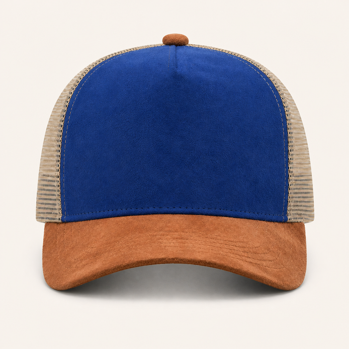 Blue Color-Block Trucker Cap