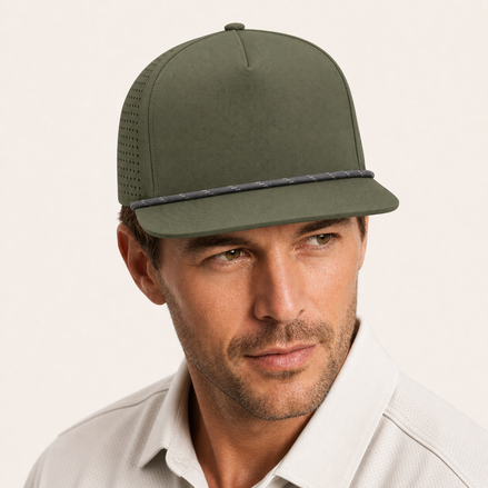 Olive Rope-Trim Performance Cap
