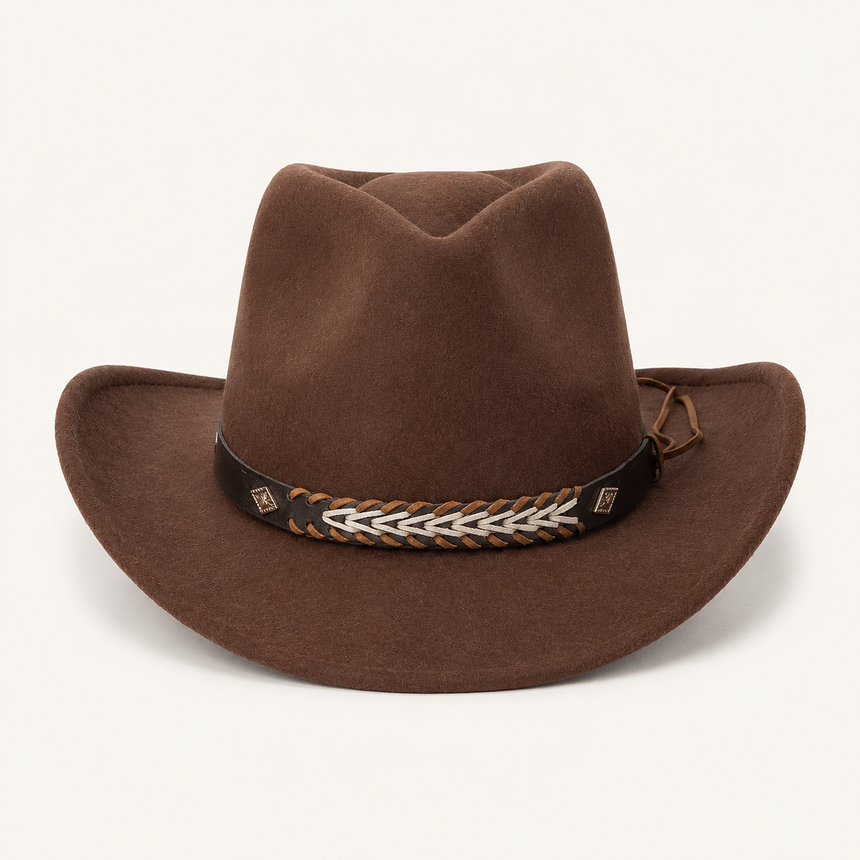 Braided Brown Cowboy Hat