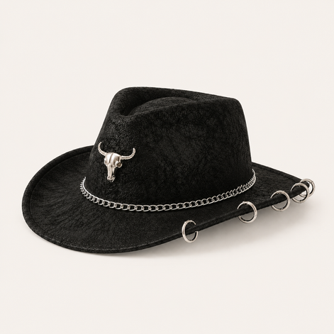 Chain Black Cowboy Hat