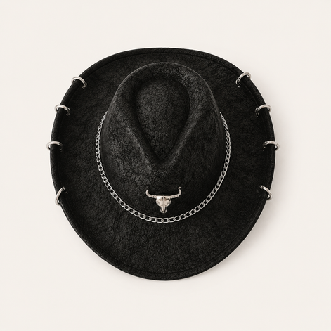 Chain Black Cowboy Hat