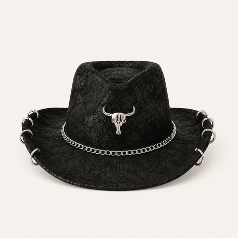 Chain Black Cowboy Hat
