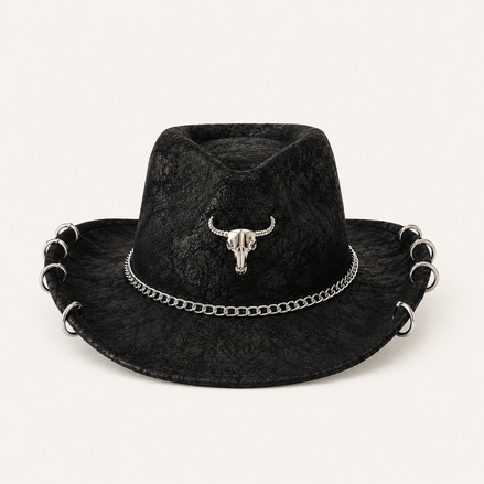 Chain Black Cowboy Hat